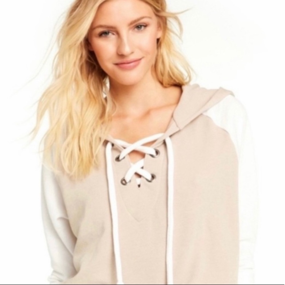 Wildfox |  Colorblocked Laced-Up Hoodie M …